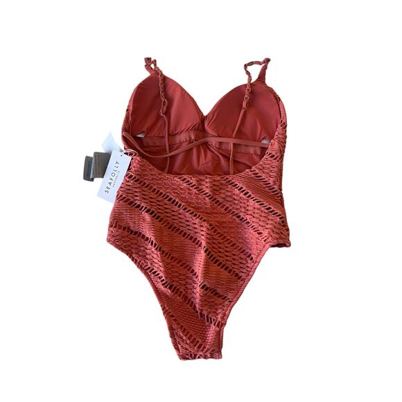 Seafolly Marrakesh Boho Crochet One Piece Swimsuit In Cinnamon Size 8 US - Picture 4 of 11